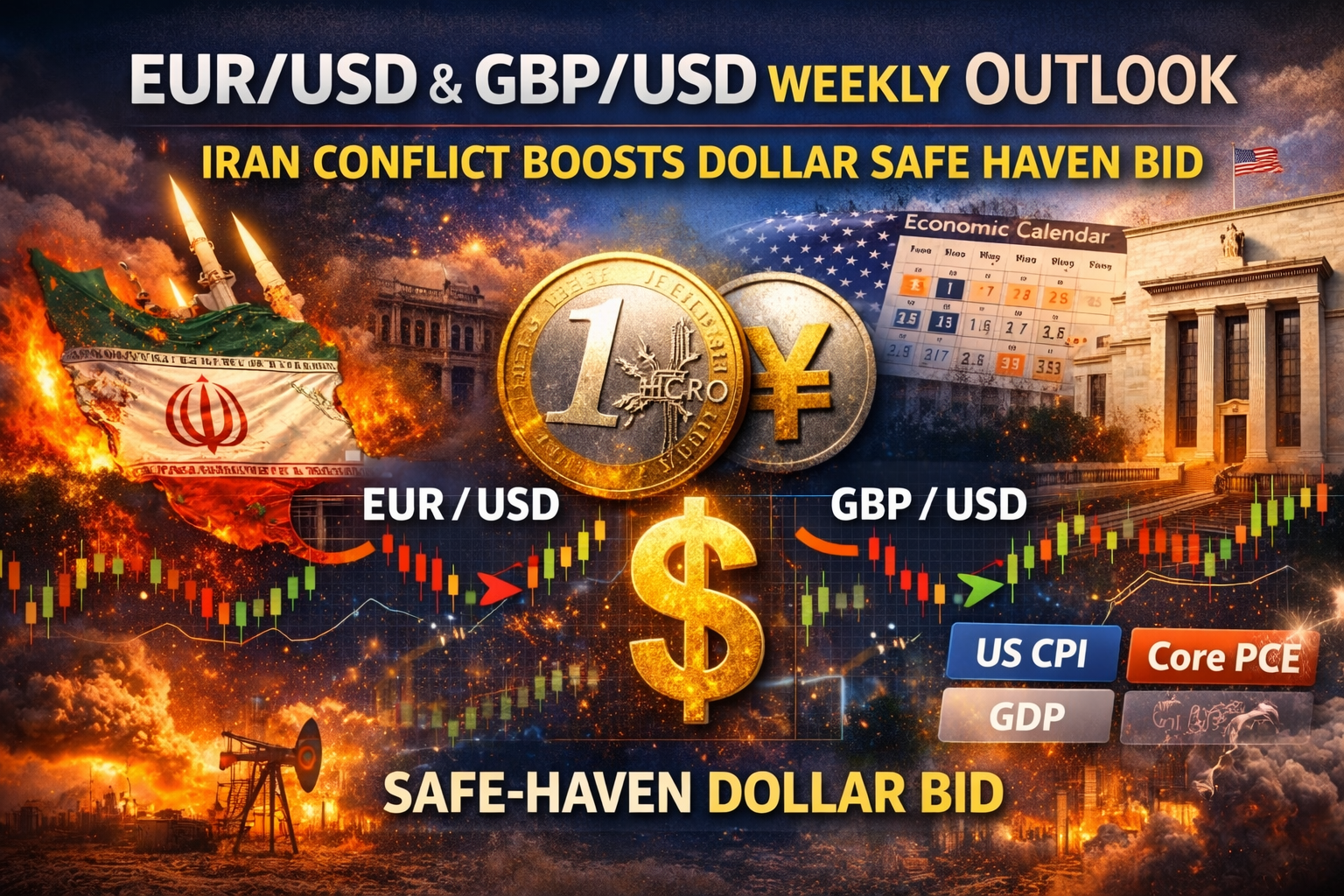 EUR/USD Forecast & GBP/USD Weekly Outlook: Iran Conflict Fuels Dollar Safe Haven Bid Ahead of US CPI and Core PCE