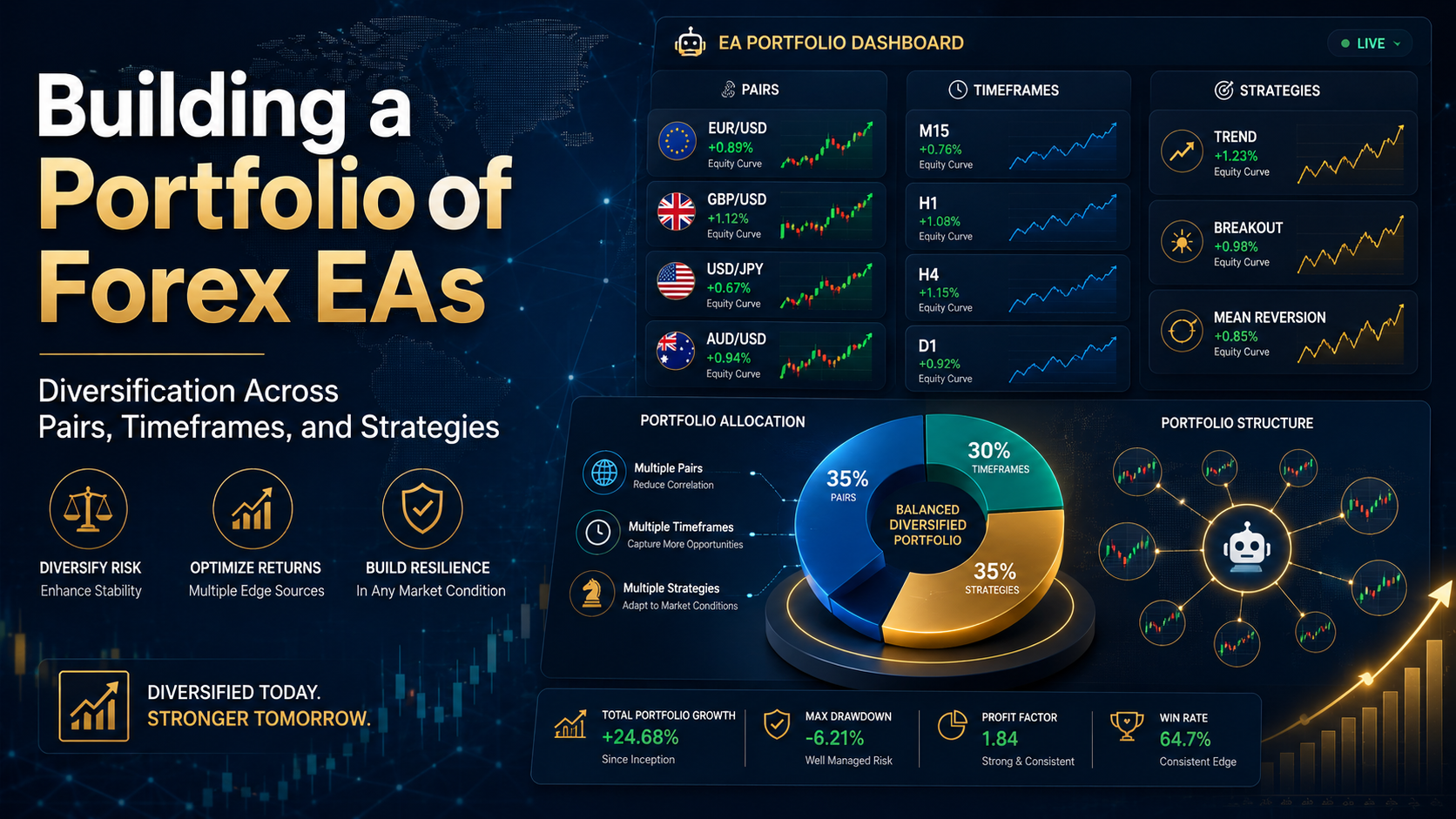 Building a Portfolio of Forex EURUSD EAs: Diversification Across Pairs, Timeframes & Strategies